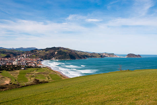 View of Zarautz and Getaria. View of Zarautz and Getaria from mount. getaria stock pictures, royalty-free photos & images