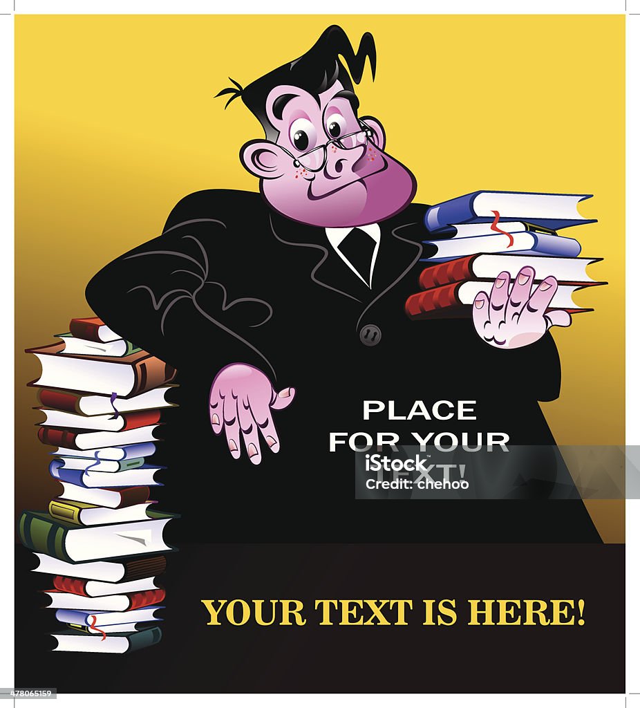 Librarian & Books A man carries in his hand a stack of books Adult stock vector