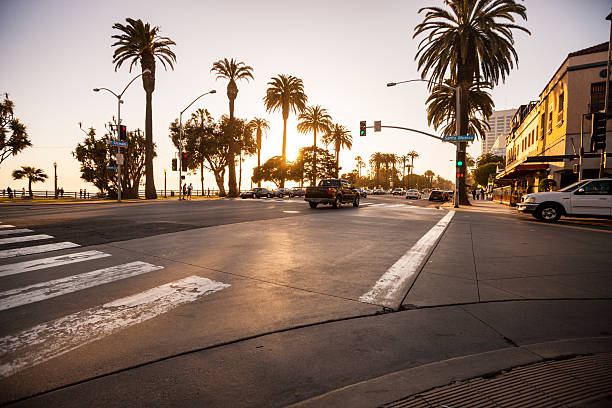 santa monica на закате - santa monica стоковые фото и изображения