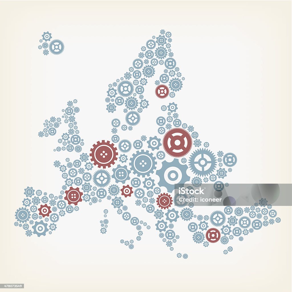 Mapa de Europa hecha de engranajes - arte vectorial de Abstracto libre de derechos