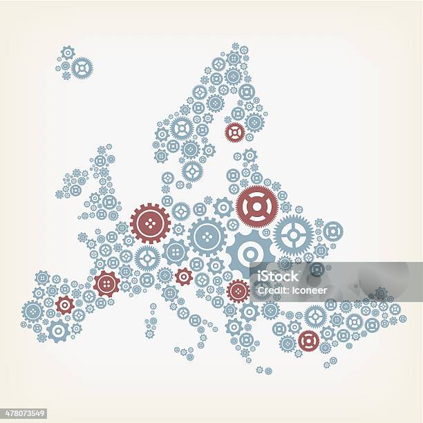 Europe Carte Faite Dengrenages Vecteurs libres de droits et plus d'images vectorielles de Abstrait - Abstrait, Amélioration, Carte