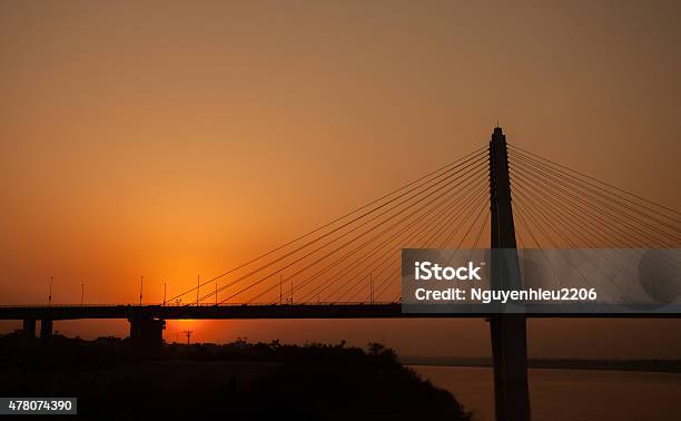 Nhat Tan Bridge In Sunset Stock Photo - Download Image Now - Abstract, Hanoi, 2015