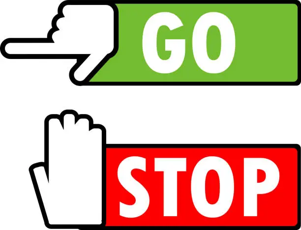 Vector illustration of Go and stop navigation signs.