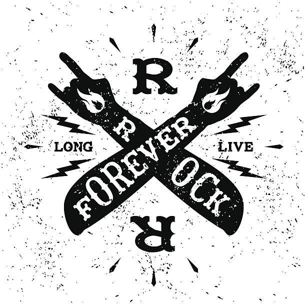 vintage label vintage label " rock forever"(T-Shirt Print) hardcore music style stock illustrations