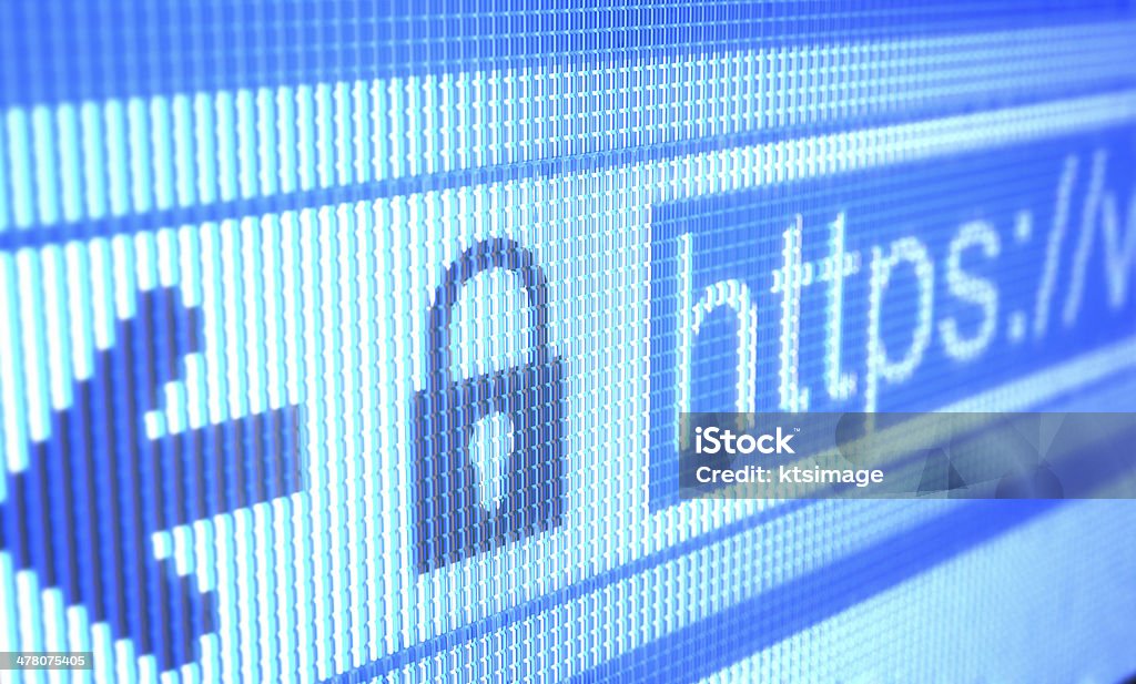 Protected Access Internet address protected showing on lcd screen. Web Page Stock Photo