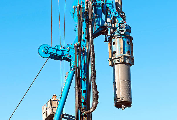 istock Machine for drilling columns to line pit of tunnel borer 478076329
