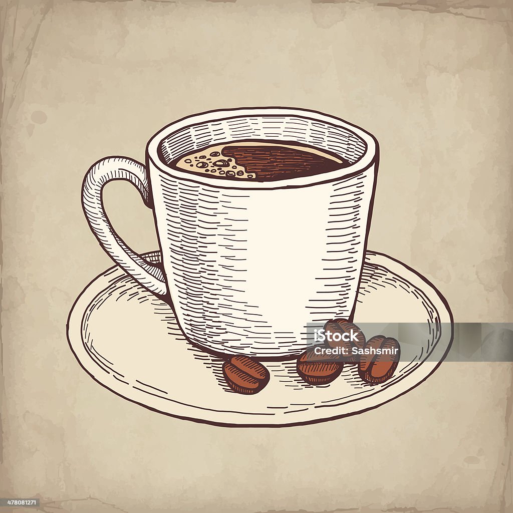 Вектор руки drawn illustration of coffee cup - Векторная графика Ароматический роялти-фри