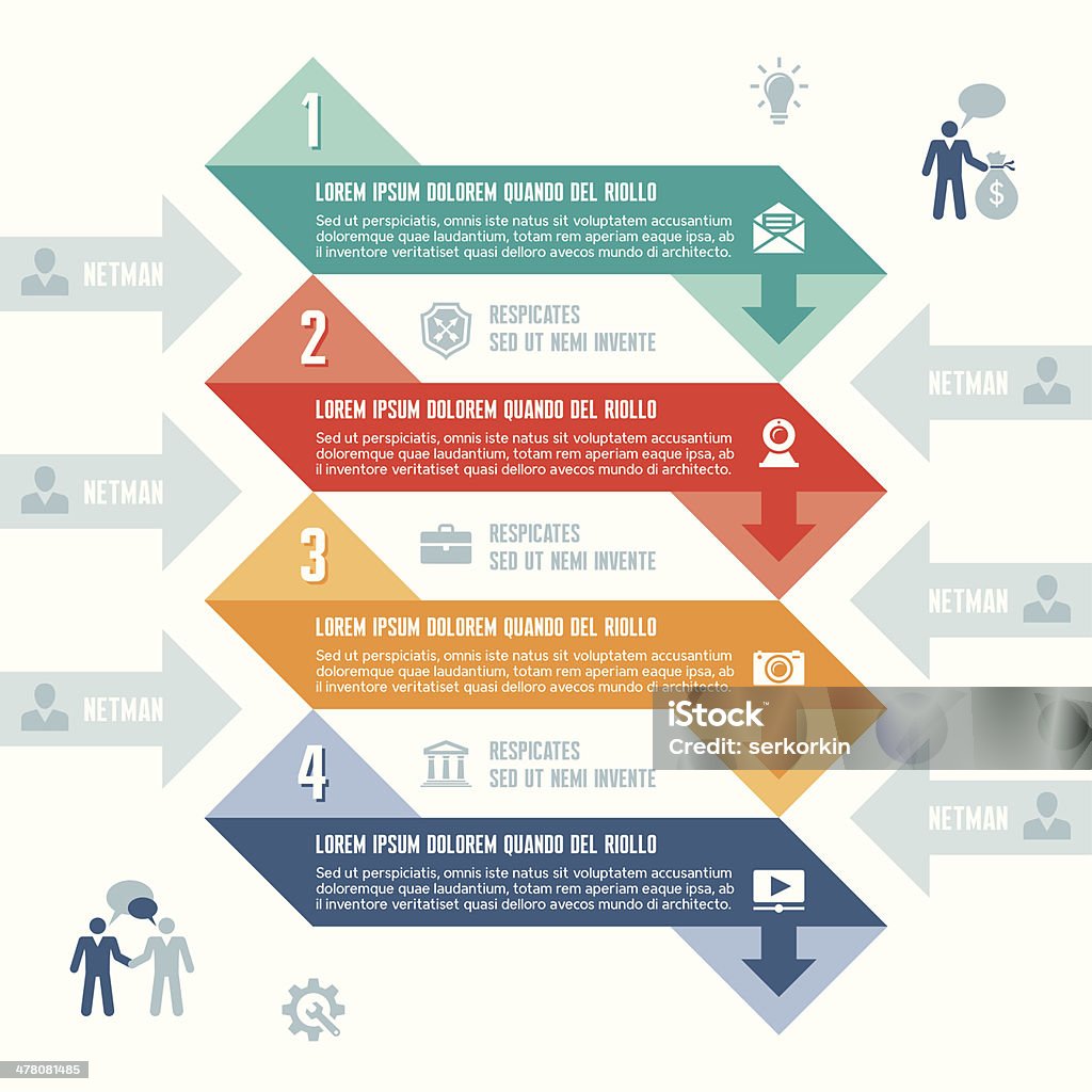 Infographic Business Concept for Presentation in Flat Design Style Infographics concept with icons in flat design style for your presentation and other works. Abstract stock vector