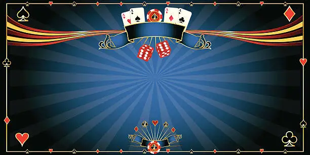 Vector illustration of Greeting card blue Casino