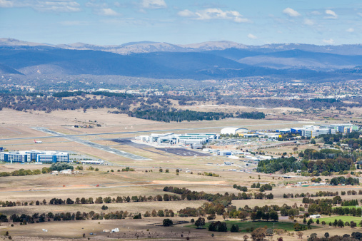 A view toward Canberra airport from Mt Ainslie