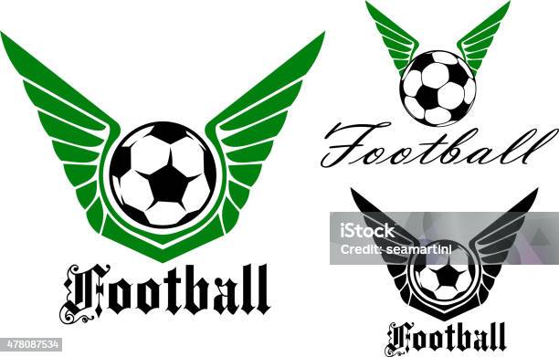 Winged Football Or Soccer Emblem Stock Illustration - Download Image Now - 2015, Abstract, Animal Body Part