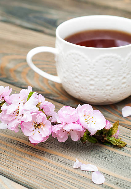 istock Cup of tea and sakura blossom 478087738