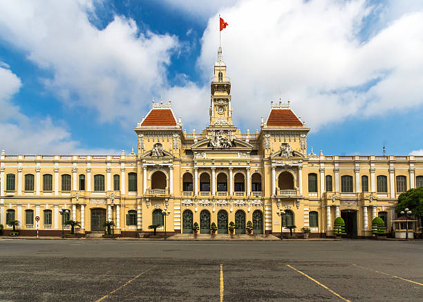 istock Saigon city hall with Vietnamese flag on top. 478089483