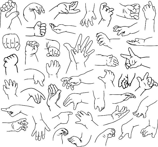 Baby Hands Pack Lineart vector art illustration