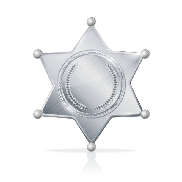 вектор пустой серебряная эмблема star от sheriff - sheriffs deputy stock illustrations