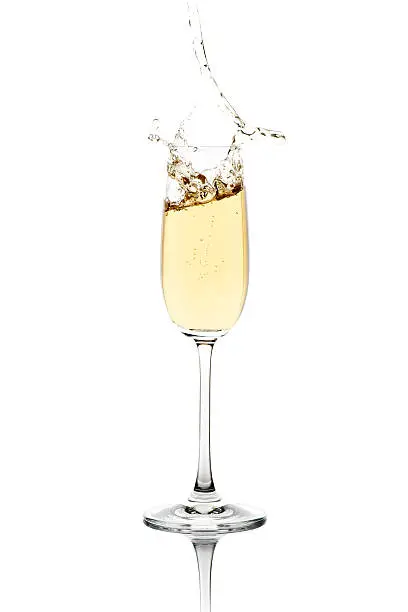 Sparkling champagne, splashing out the crystal flute.