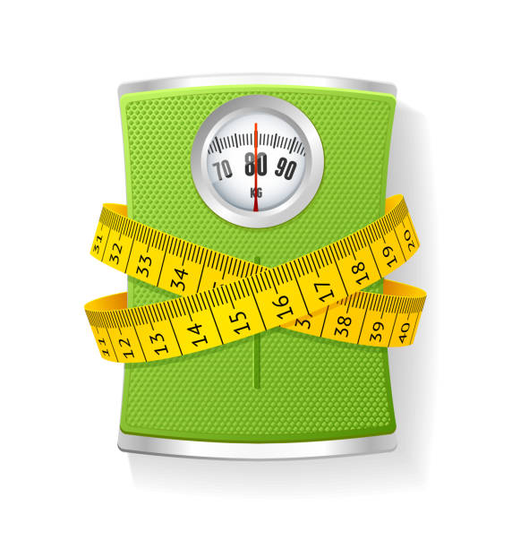 Vector Weights and tape measure Vector Illustration Weights and tape measure. The concept of weight loss and health care   yellow tape audio stock illustrations