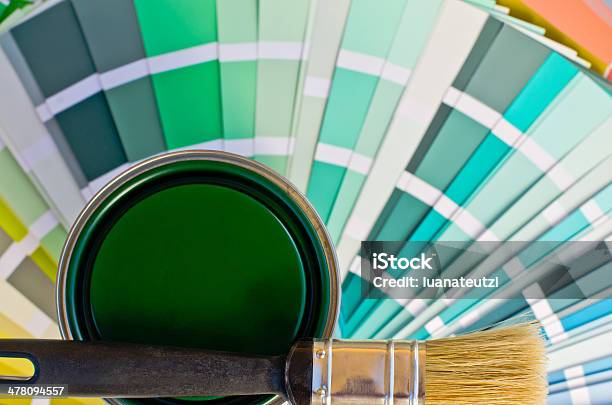 Green Paint Sample Stock Photo - Download Image Now - Color Swatch, Green Color, Paint Can