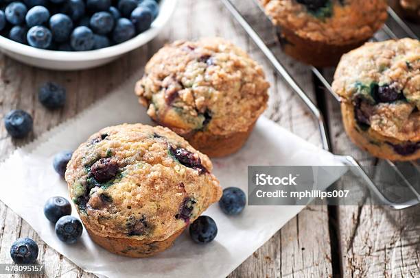 Blueberry Muffins Stock Photo - Download Image Now - Blueberry Muffin, Muffin, Freshness