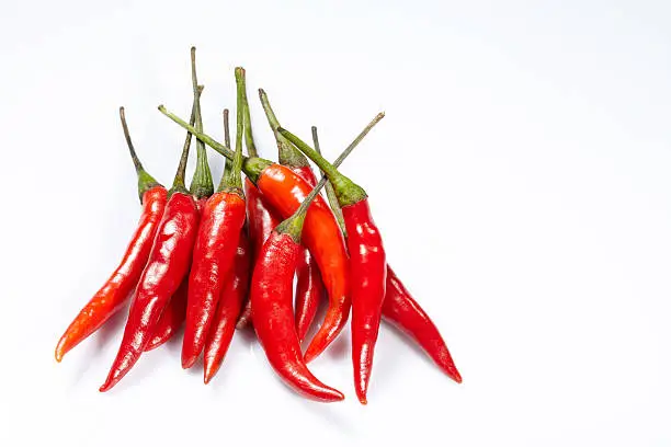 Hot red chilli or chillipepper isolated on white background