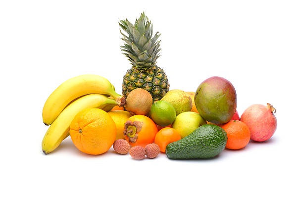 istock Assortment of exotic fruits isolated on white 478097800