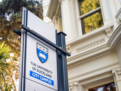 Auckland, New Zealand - February 6, 2013: A sign for the city campus of the University of Auckland. Founded in 1883, the university is the largest in New Zealand.