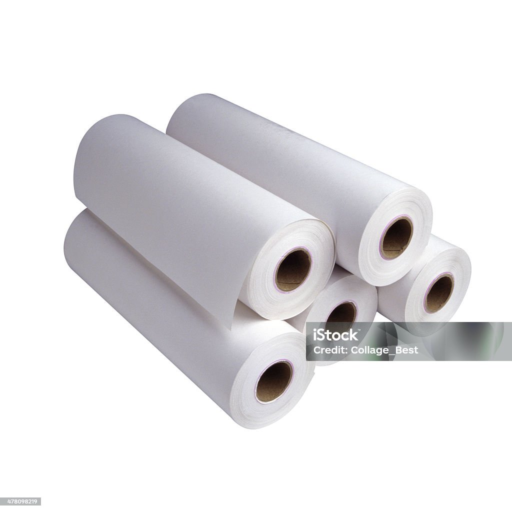 Group of white paper rolls Group of white paper rolls isolated on white Backgrounds Stock Photo