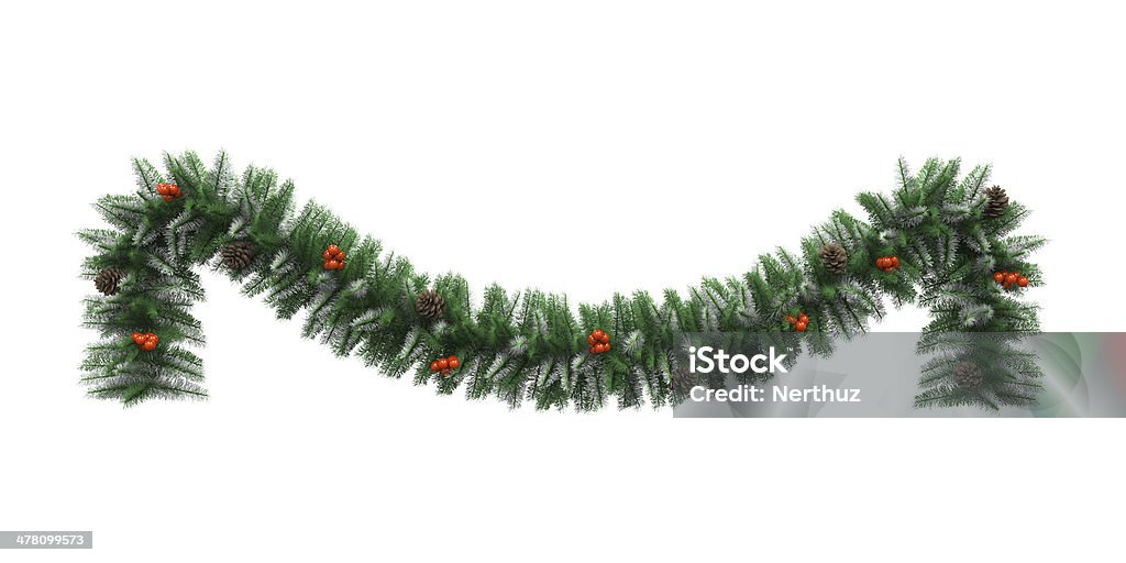 Christmas Garland Decoration Christmas Garland Decoration isolated on white background. 3D render Garland - Decoration Stock Photo