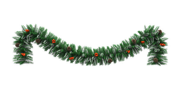 Christmas Garland Decoration Christmas Garland Decoration isolated on white background. 3D render garland stock pictures, royalty-free photos & images