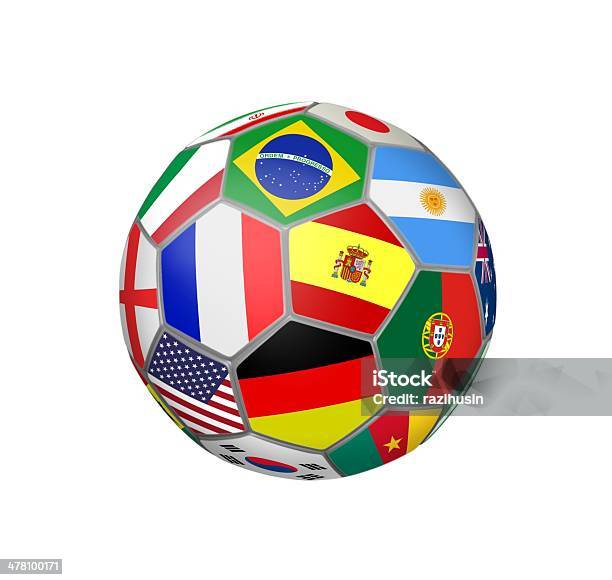 Photo libre de droit de Ballon De Football Avec Monde Équipes Drapeaux Coupe banque d'images et plus d'images libres de droit de 2014