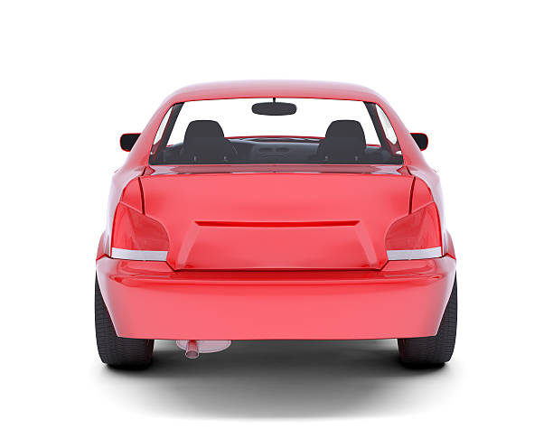 rosso auto. vista posteriore - car rear view behind car trunk foto e immagini stock