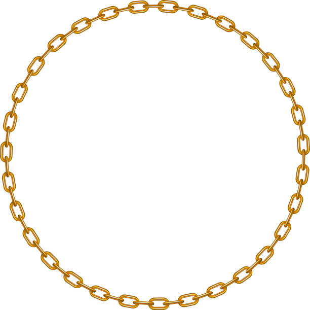 złoty łańcuch w kształcie koła - gold chain chain circle connection stock illustrations