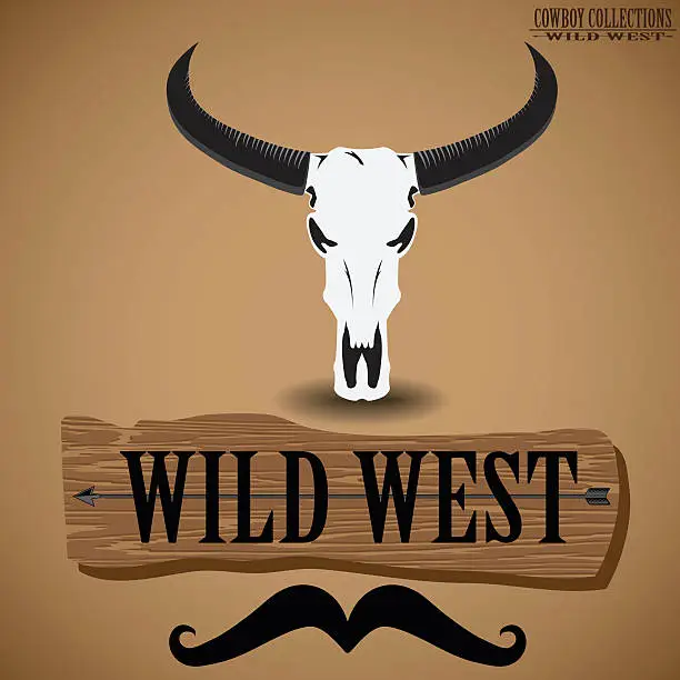 Vector illustration of Cowboy Collections - The Buffalo Skull.