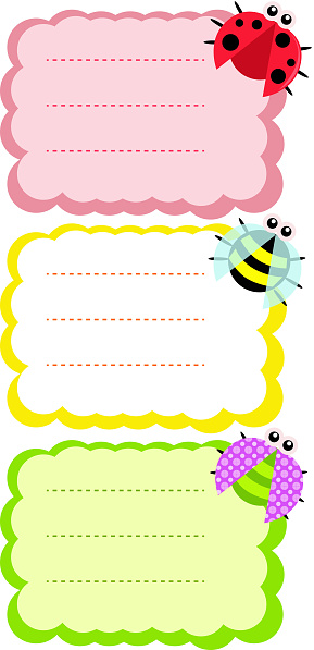 Bug Border Labels Labels With Bee Dotted Bug And Ladybird Stock Illustration - Download ...