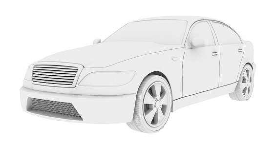 Car model on isolated white background, side view