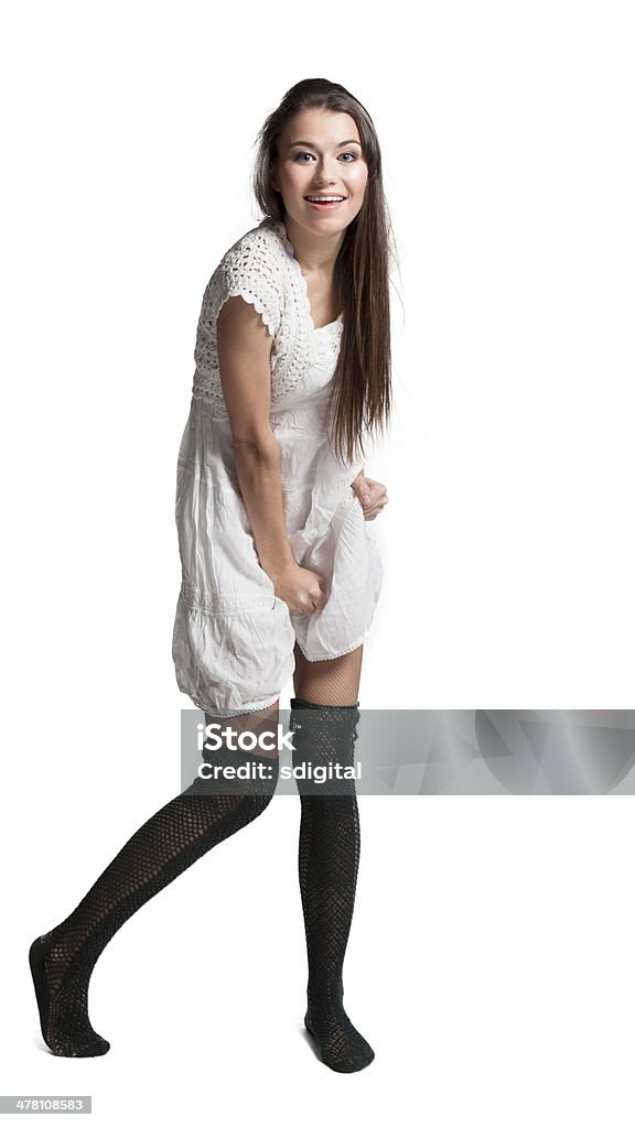 beautiful girl in white dress beautiful girl in white dress posing on a white background Adult Stock Photo