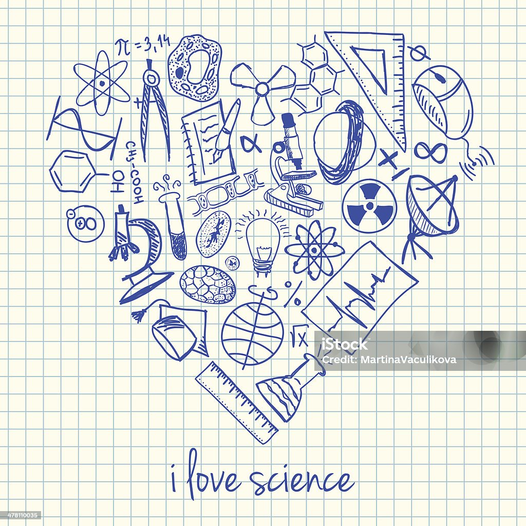 Ciência desenho em forma de coração - Vetor de Aprender royalty-free