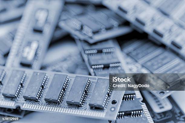 Many Different Computer Memory Modules Stock Photo - Download Image Now - Abstract, Blue, Byte