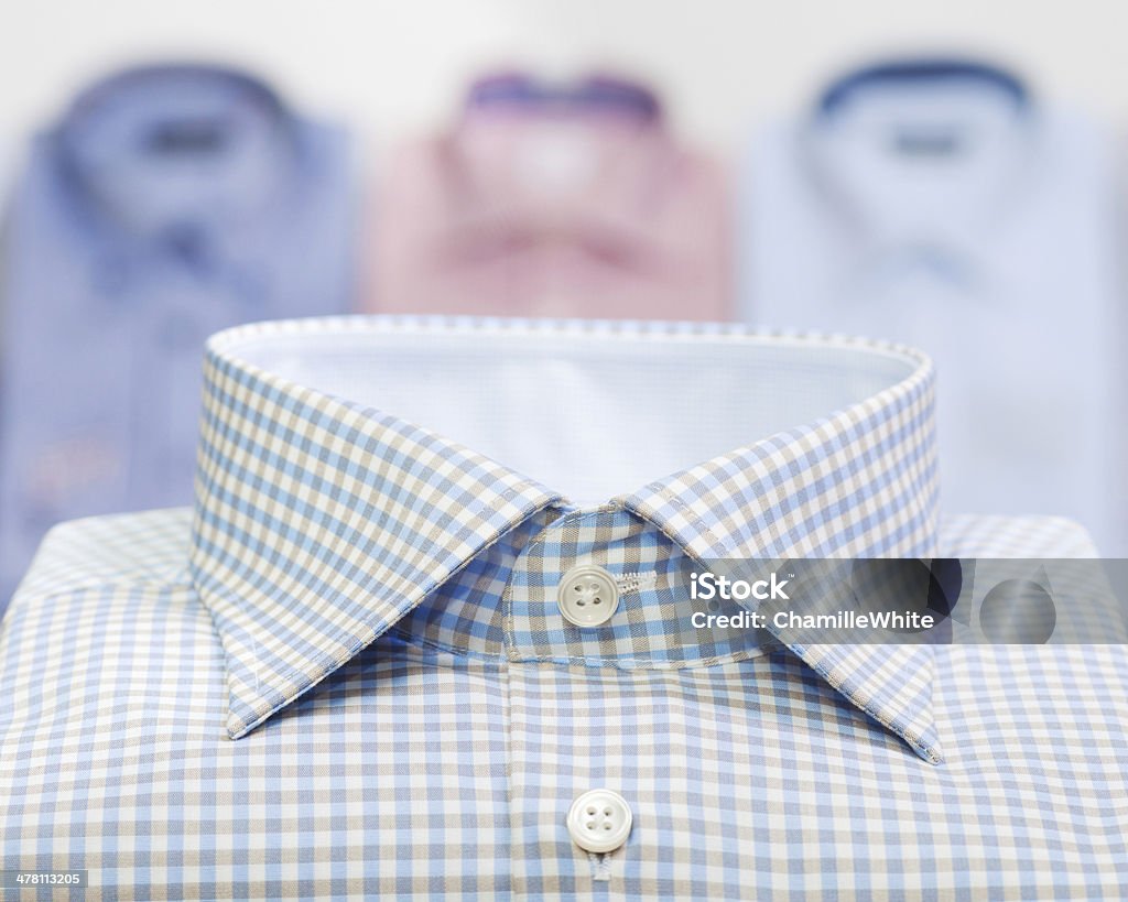 fashion man business shirt fashion man business shirt in clothing store Checked Pattern Stock Photo