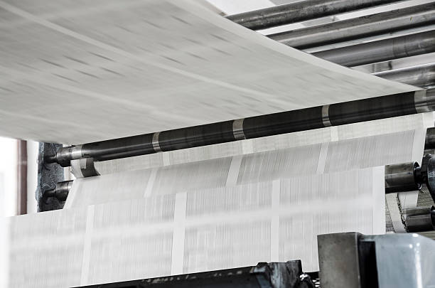 Newspaper offset print production line stock photo