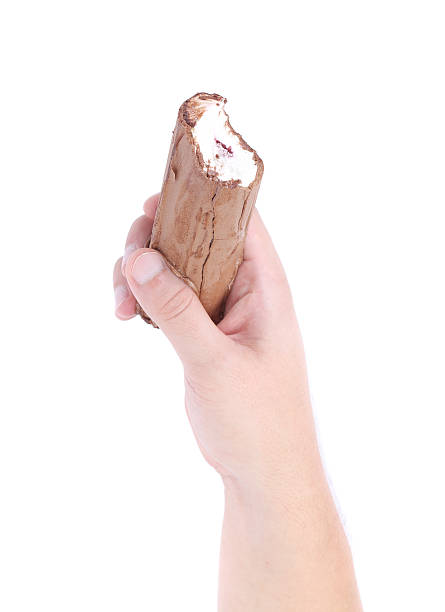 istock hand holds a roll of chocolate ice cream 478114641
