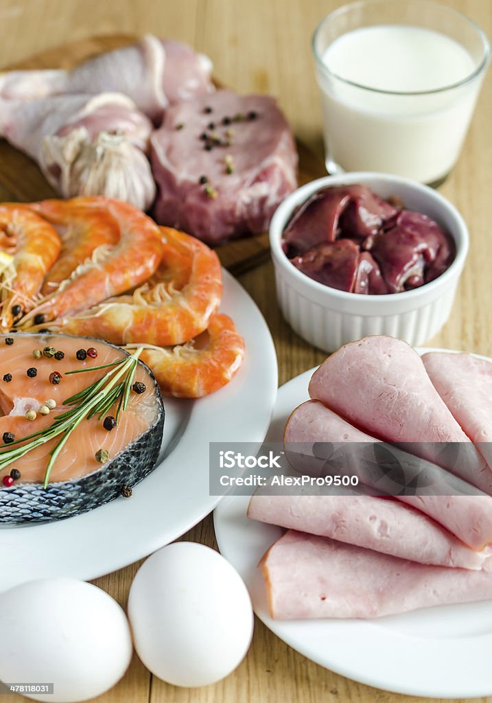 Składniki białka w diecie - Zbiór zdjęć royalty-free (Białe mięso)
