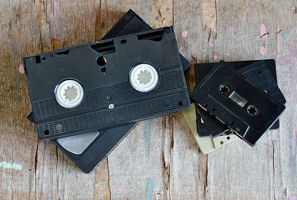 istock video tape and cassette tape on wood board 478121136