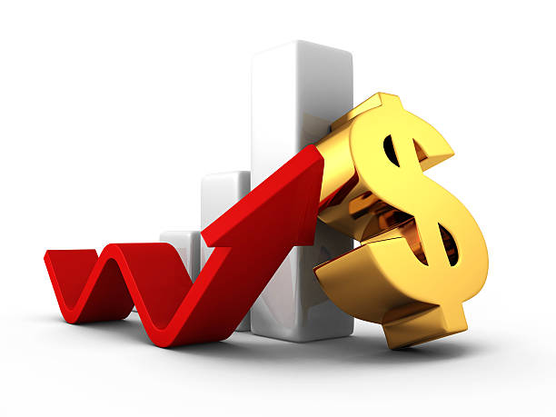 istock Business Successful Dollar Bar Graph With Growing Up Arrow 478121676