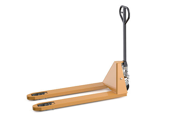 yellow hydraulic pallet jacks yellow hydraulic pallet jacks isolated on white background pallet jack handle stock pictures, royalty-free photos & images