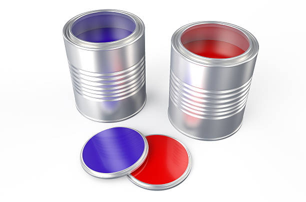istock Cans with color paint, purple and red 478135178