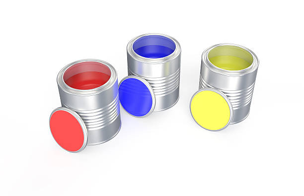 istock Cans with red, blue and yellow  paint 478135230
