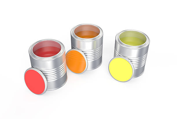 istock Cans with red, orange  and yellow paint 478135246