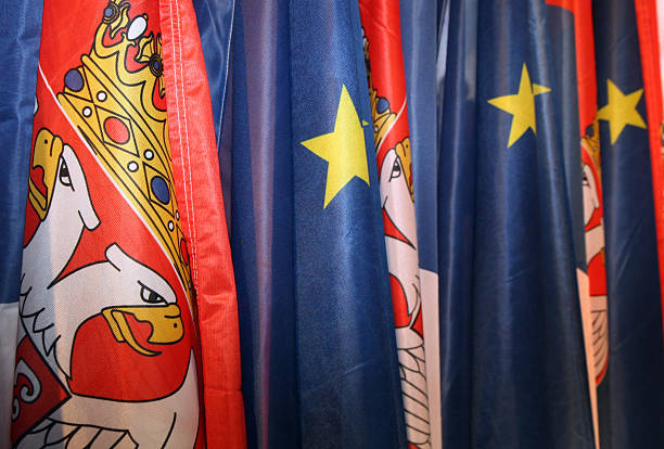 istock Flags of Serbia and EU 478138379