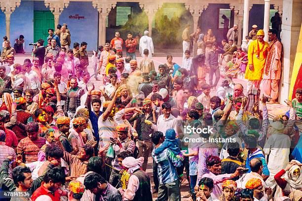 Holi Celebration In India Stock Photo - Download Image Now - Holi, Temple - Building, 2015